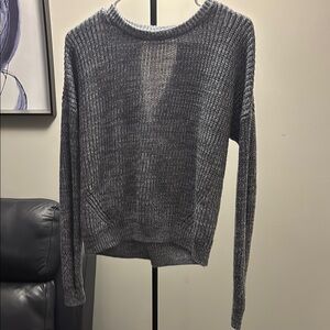 Hippie Rose Gray Crew Neck Sweater with Ribbed Texture